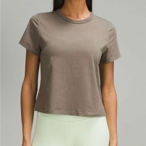 Lululemon Athletica Brown Crop Fitted T-Shirt